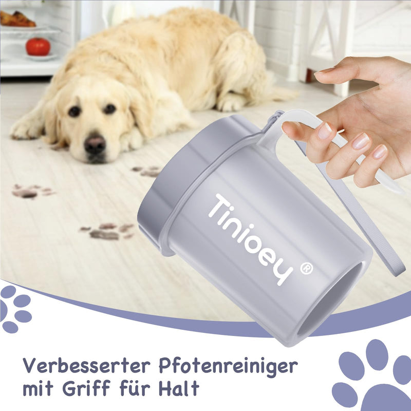 Tinioey Paw Cleaner for Dogs with Handle | Incl. 4 dog towels and bath brush | Dog paw cleaner | Dog paw cleaner | Dog Accessories for Medium Small Dogs | Dog Things (Gray) Medium with Gray Handle - BeesActive Australia