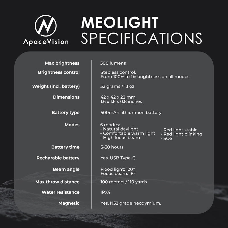 Apace Vision MEOLIGHT 500 Lumen Light for Running, Dogs, Walking - Wearable Flashlight Chest LED Safety Light for Dog Collars, Bike Tail Lights, Hiking, Camping - Reflective Accessories (2X Meolight)