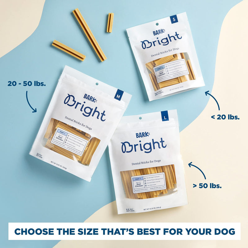BARK Bright Dental Sticks for Medium Dogs Chews, 15.87 oz., Count of 30 30 Count (Pack of 1) - PawsPlanet Australia