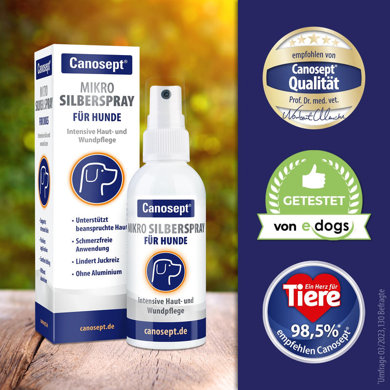 Canosept micro silver spray for dogs 75ml - silver spray for dogs against itching dogs - wound spray for dogs - pain-free for the dog - without aluminum and colloidal silver - moisturizes silver spray 75 ml - BeesActive Australia