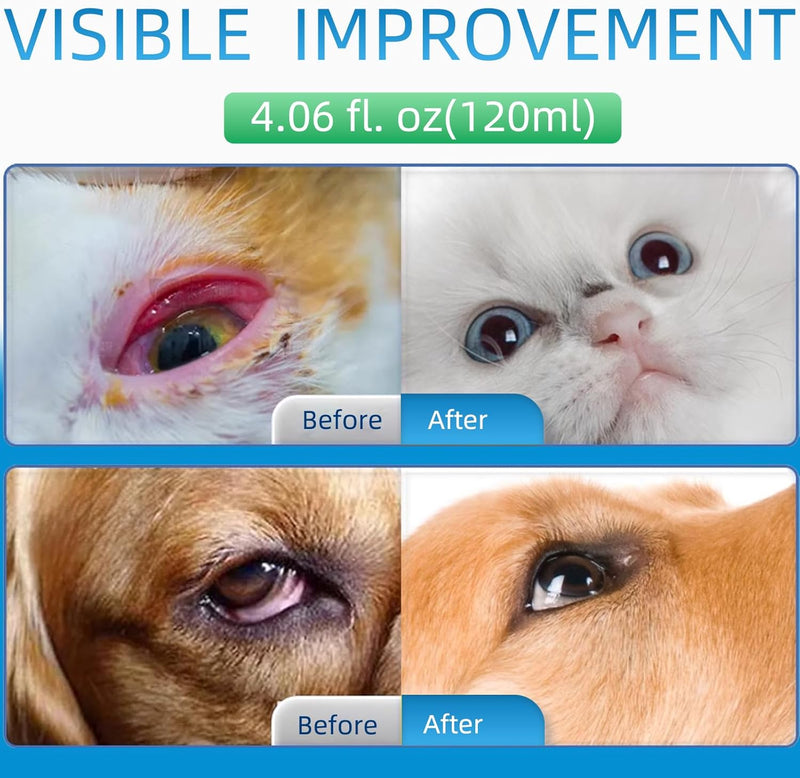 Eye Drops for Dogs and Cats,Tear Ttain Remover for Pets Eye Infection Allergy, Dry Eye Condition,Safe for All Animals 4.06oz - BeesActive Australia