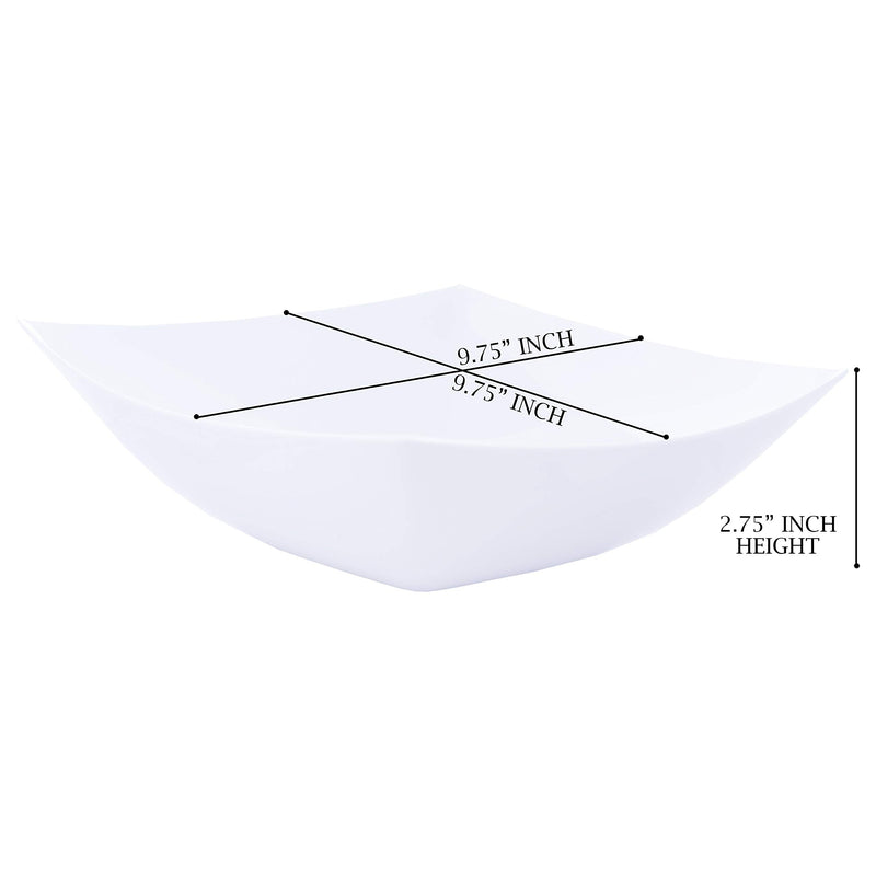 PLASTICPRO Disposable 64 ounce Square Serving Bowls, Party Snack or Salad Bowl, Large Plastic Elegant White Pack of 4 - BeesActive Australia