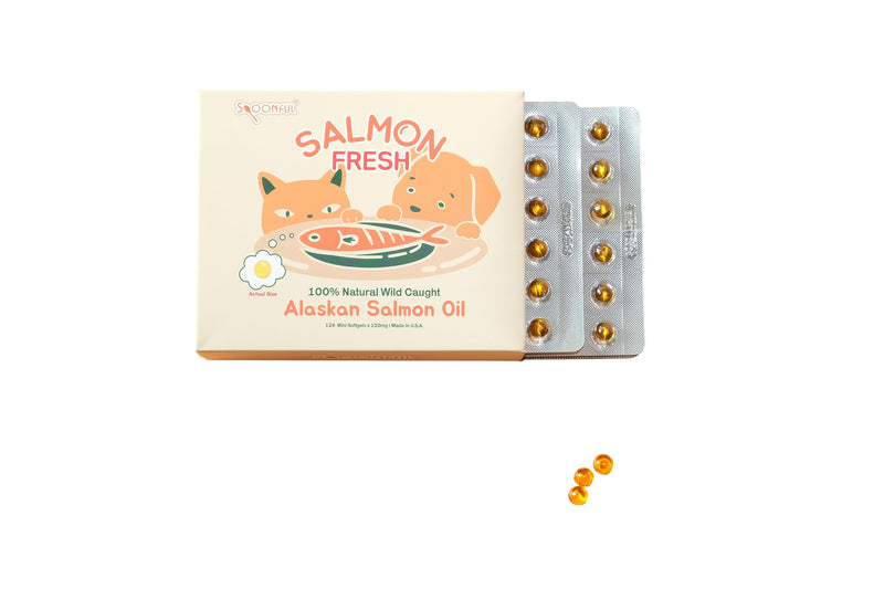 Spoonful Salmon Fresh - 100% Natural Wild-Caught Alaskan Salmon Oil – 220 mg Mini Softgel, 126 Mini Softgels | DHA, EPA & Natural Astaxanthin, Non-GMO, Sustainable, Made in USA