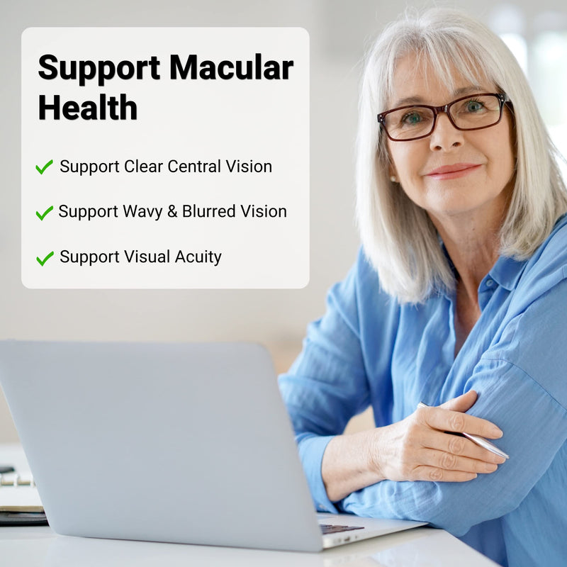 UpNourish AREDS 2+ - Advanced Eye Vitamin Supplement for Macular Health and Dry Eye - Lutein, Zeaxanthin, Saffron, Astaxanthin & DHA - Supports Eye Strain, Pressure, Night Vision - 120 softgels - BeesActive Australia
