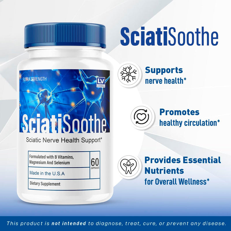 (3 Pack) Sciatisoothe Capsules - Official Sciatisoothe Supplement for Sciatica Support Formula, All Natural Sciati Soothe Vitamins for Overall Health & Wellness Reviews, 180 Capsules for 3 Months