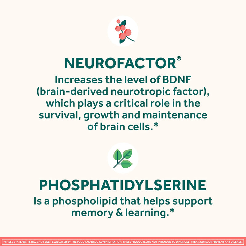 NEURIVA Original Decaffeinated Clinically Tested Nootropic Brain Supplement for Memory,Focus & Concentration,NeuroFactor & Phosphatidylserine,28ct Capsules,(Pack of 2)