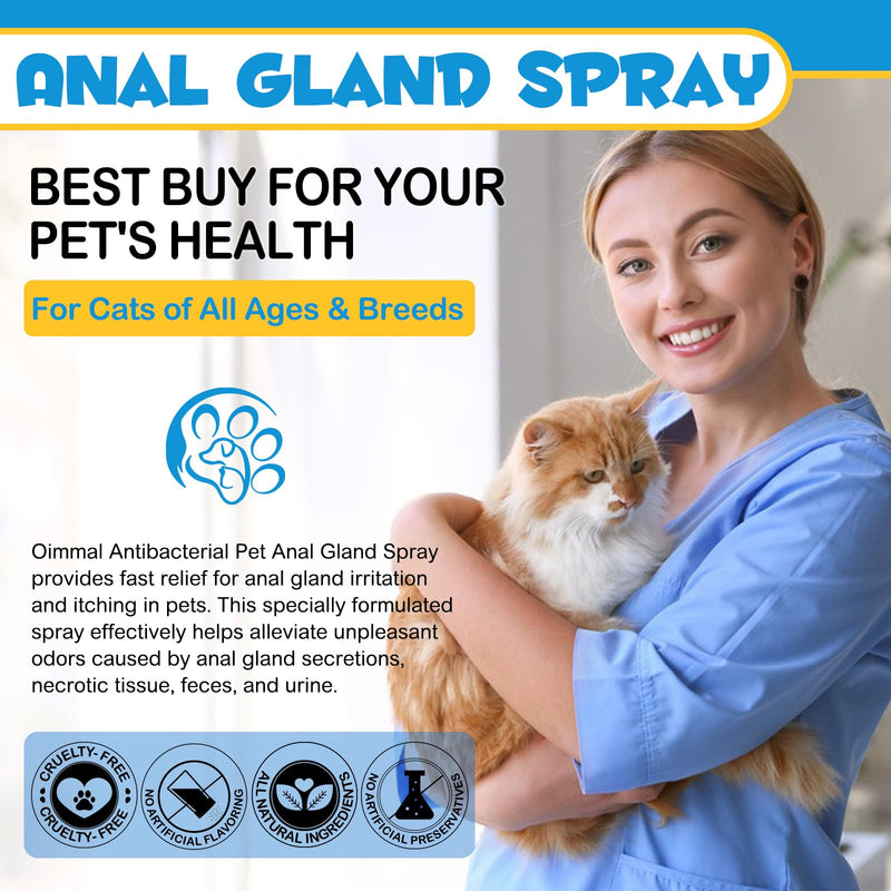 Anal Gland Spray for Cats, Pain Relieving & Anti-Itch Formula, Enriched with Aloe Vera, Comfort and Preventing Irritation, Anal Gland Support Spray for Cats, Pain Relieving Safe for All Cats