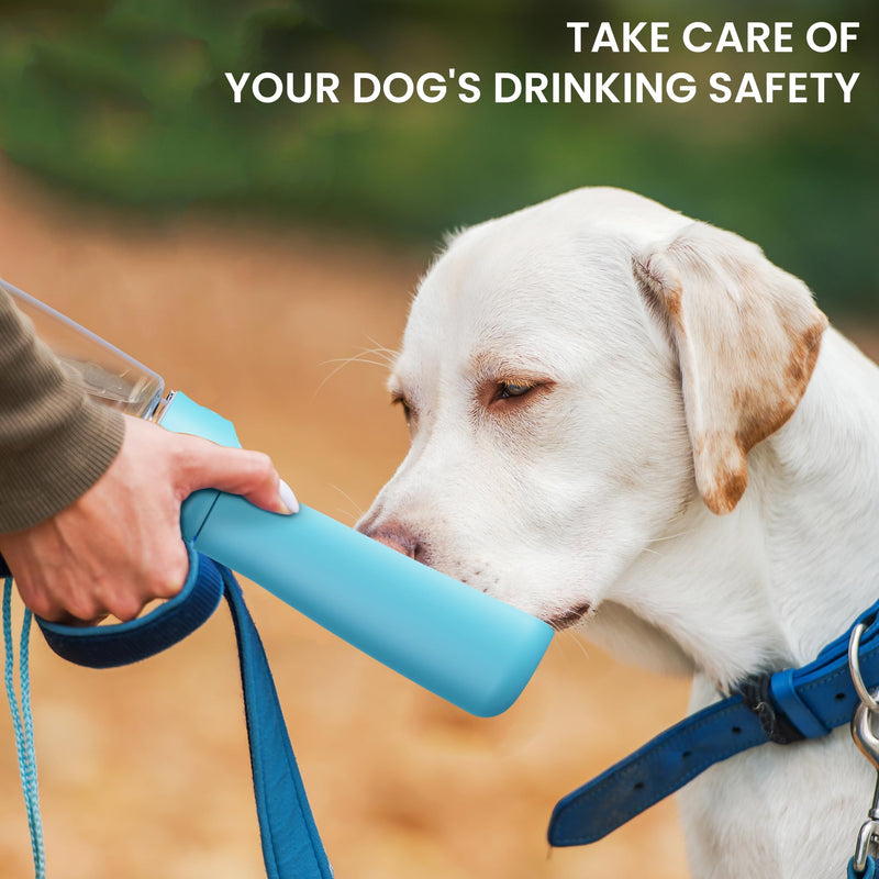 Portable Dog Water Bottle Dispenser [Leak Proof & Foldable] Dog Travel Water Bottle Bowl Accessories for Puppy Small Medium Large Dogs Pet Water Bottles for Dogs Walking Outdoor Hiking 19OZ 19OZ Blue - BeesActive Australia
