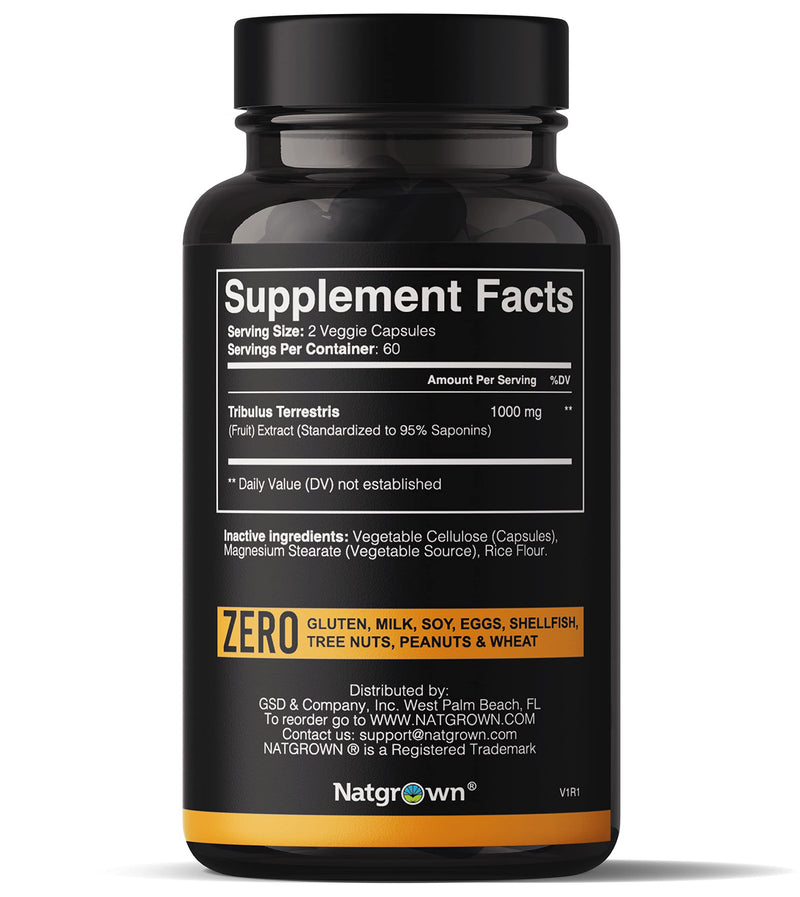 Tribulus Terrestris for Men - 1000mg Concentrated Extract Supplement for Stamina, Energy, and Peak Performance - 120 Vegan Capsules - BeesActive Australia