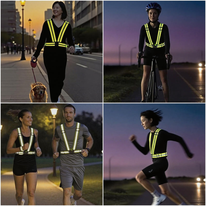 Reflective Strap Safety Vest Gear - 2-10 Pack Adjustable High Visible Reflective Running Gear for Women Men Night Orange x10