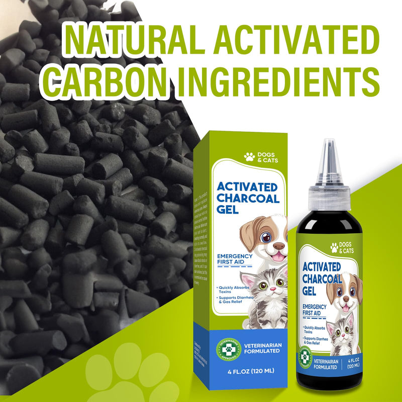 Activated Charcoal for Dogs, Activated Charcoal Gel Odor Absorber, Dog First Aid Essential, Supports Detox, Diarrhea and Gas Relief, Non-GMO, 120ml - BeesActive Australia