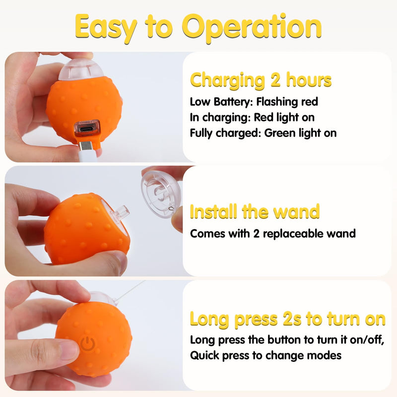 Interactive Cat Toys Balls, Automatic Moving Cat Toys for Indoor Cats, Self Rotating Ball with Motion Activated, Electric Cat Mouse Toys, USB Rechargeable - BeesActive Australia