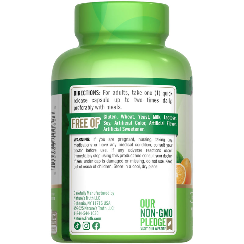 Nature's Truth Vitamin C 1000mg | 100 Capsules | with Wild Rose Hips & Bioflavonoids | Non-GMO & Gluten Free Supplement | with Wild Rose Hips & Bioflavonoids | Non-GMO & Gluten Free Supplement