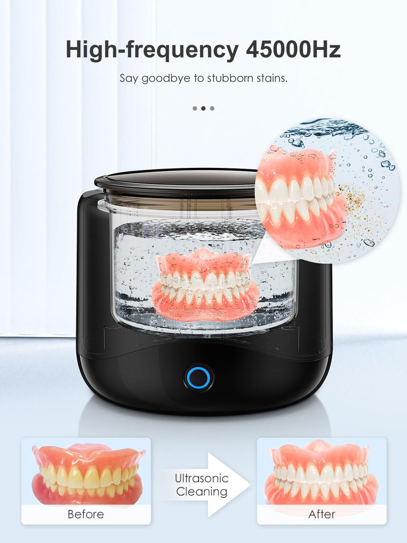 Ultrasonic Retainer Cleaner, 45kHz Retainer Cleaner Machine for Dentures, Mouth Guards, Aligners, Braces, Toothbrush Heads & Jewelry, 230ML Dental Cleaning Pod with 3 Modes & Digital Timer - BeesActive Australia