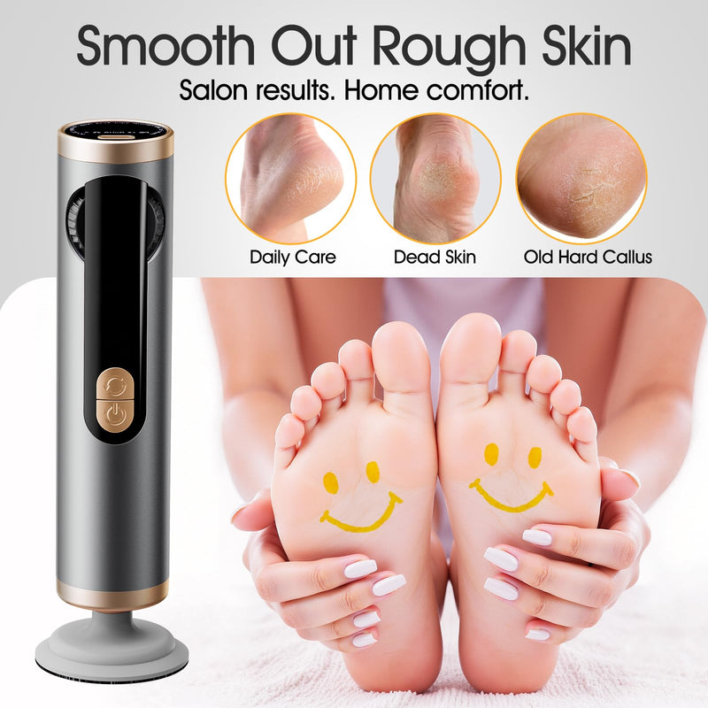 Electric Foot Callus Remover Rechargeable for Dry Foot Skin, Electric Foot Filer with Powerful Motor for Dead Skin & Cracked Heel,Foot Callus Shaver with 2 Detachable Discs & 40 Sanding Papers Grey - BeesActive Australia