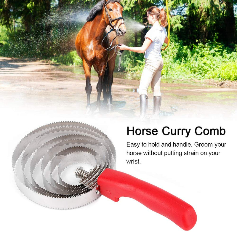 Horse Curry Comb 6 Ring Horse Itching Brush Metal Horse Shedding Comb Stainless Steel Horse Grooming Brushes with Soft Hand Grip - BeesActive Australia