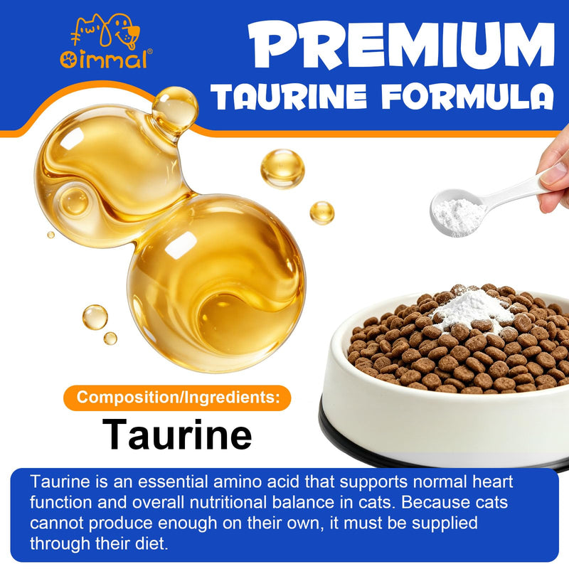 Taurine for Cats – Pure Taurine Powder Supplement for Kittens & Adult Cats, Supports Overall Vitality & Healthy Coat, Easy to Mix in Food with Dosing Spoon – 200g