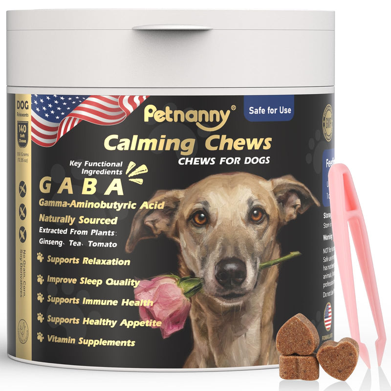 PETNANNY Calming for Dogs with GABA – Natural Hard Bites Supplement for Travel, Fireworks, Thunderstorm Stress & Nervousness (140)