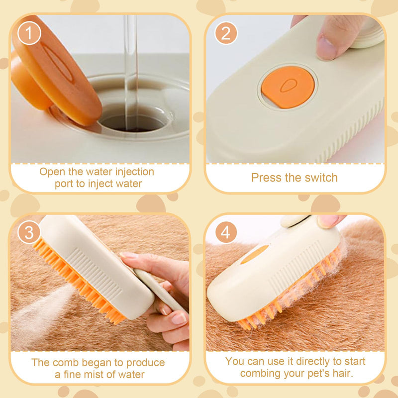 Pack of 2 cat brushes with steam, 3-in-1 steam brush cat, steam cat cleaning brush, multifunctional dog steam brush, self cleaning steamy cat brush, for cats and dogs for hair removal. 2 pieces - BeesActive Australia