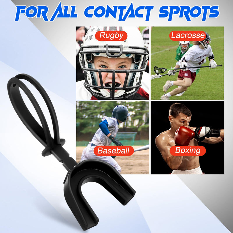 Kanayu 30 Pcs Strapped Mouth Guard No Boil Mouth Guard Soft Sports Mouthguard with Strap Mouth Protector for Adult Youth Boxing Basketball Hockey Lacrosse Wrestling Rugby Black