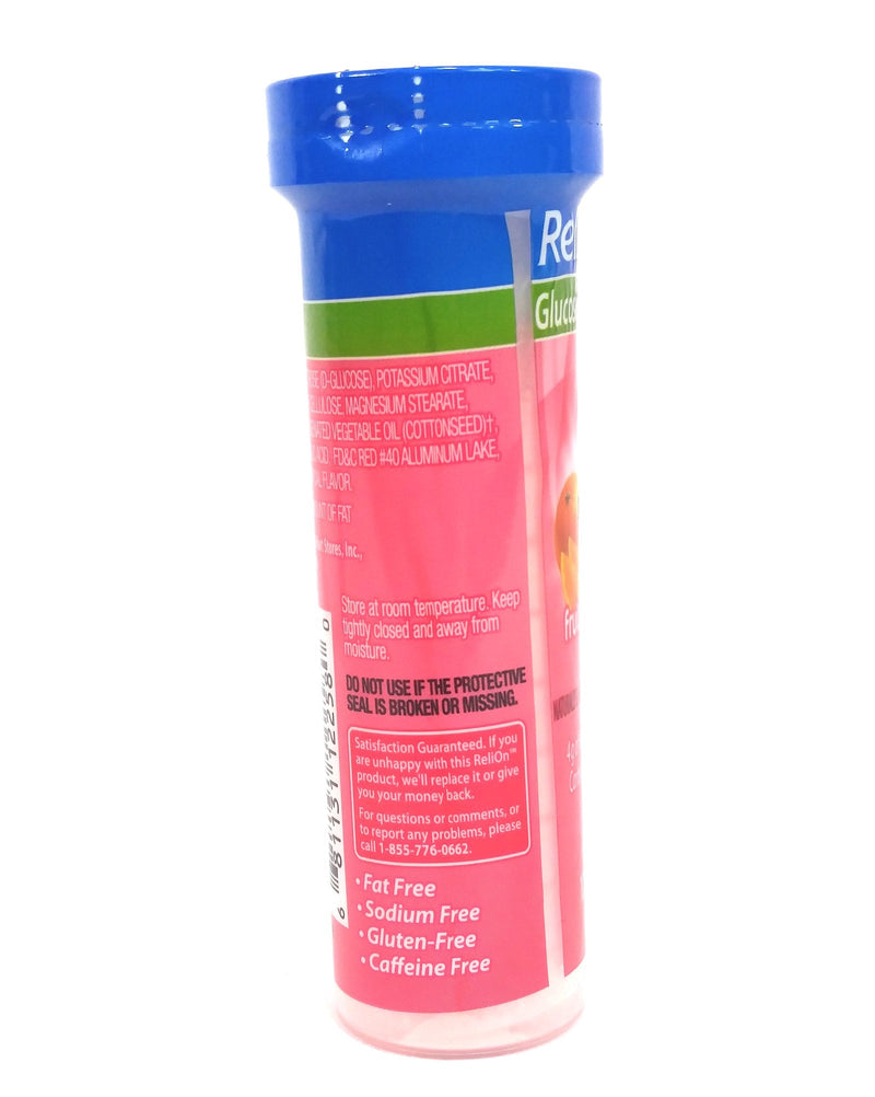 ReliOn Glucose Fruit Punch, 10 Tablets, On-The-Go Tube. 10 Count (Pack of 1)