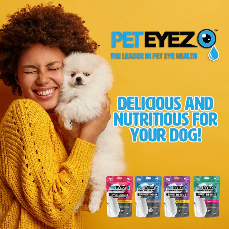 Tear Stain Remover Vitamin Treats for Dogs - Support Eye Health & Reduce Itching & Tear Stain Buildup - 100% Natural Dog Treats w/Superfoods, Antioxidants & Nutrients - Beef Flavor - 1oz Beef Liver - BeesActive Australia