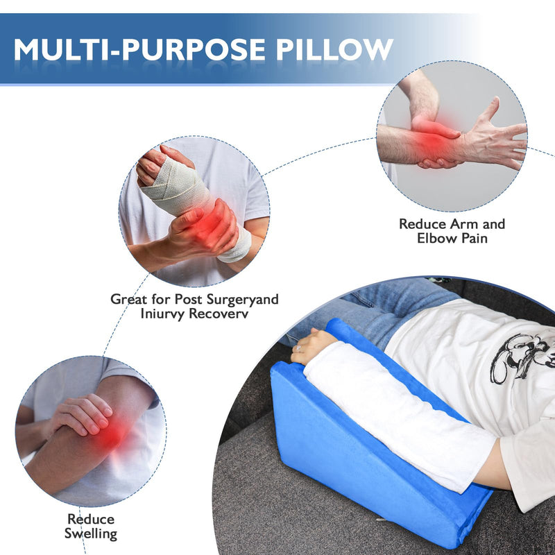 Arm Elevation Pillow, Arm Wedge Elevation Pillow Excellent, Ergonomic Elbow Support Pillow for Sleeping Arm Pads Elbow Pillow with Removable Pillow Case-Blue