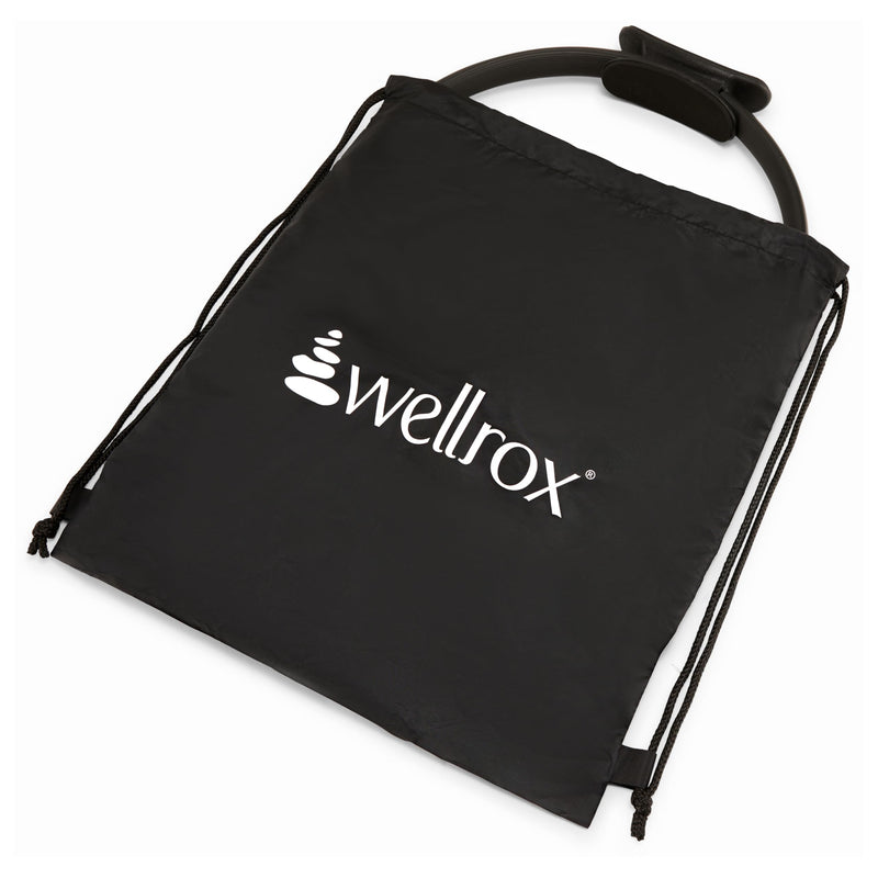 Wellrox Pilates Ring and Carrying Bag- Lightweight Magic Circle Yoga Ring- Core, Thigh and Arm Exerciser for Yoga, Pilates, Strength Training (15 inches) Black
