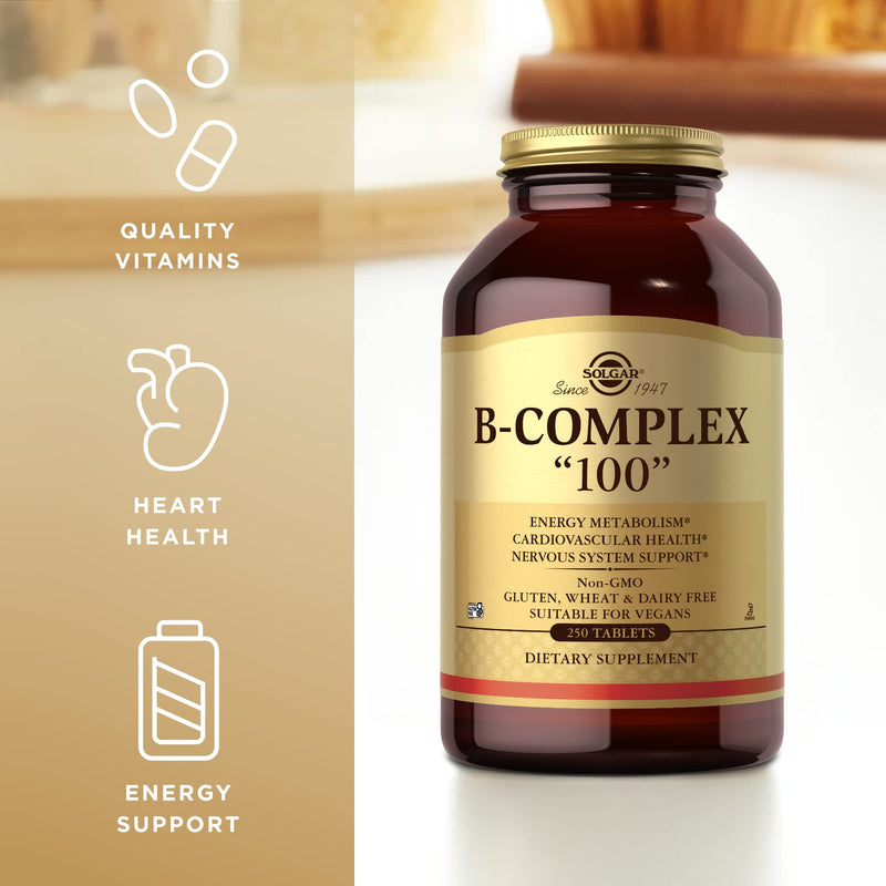 Solgar B-Complex Tablets, 250 Count Unflavored 250 Count (Pack of 1)