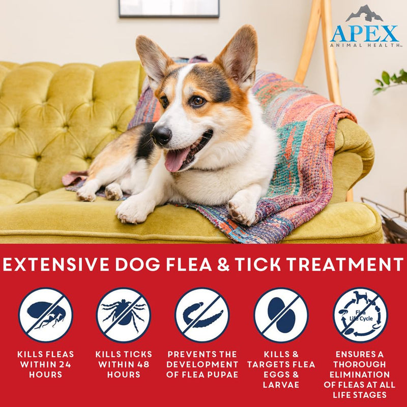Apex Plus Flea and Tick Prevention for X-Large Dogs (89-132 lbs) | 6-Month Supply | Waterproof, 24-Hour Activation, 30-Day Protection 6 Count 89-132 lbs