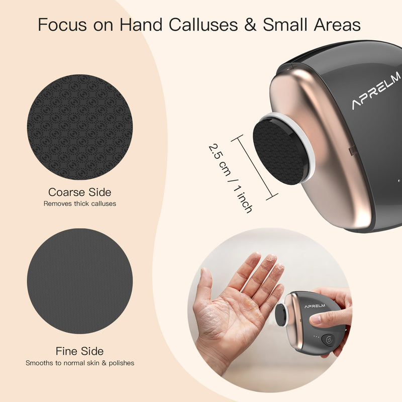 Portable Electric Hand & Foot Callus Remover with 2 Glass Grinding Heads, Rechargeable 800RPM Mini Electric Hand & Foot File for Travel Outdoors Office Gym (E9 Black Gold) - BeesActive Australia