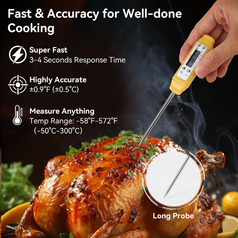 Akozon Digital Food Thermometer Automatic Calibration Pen High Accuracy Electronic Pocket Thermometer Yellow Home and Family Appliance and Decor - BeesActive Australia