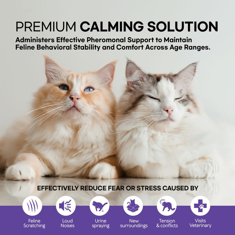 Cat Pheromones Calming Diffuser: 2 Diffusers & 2 Refills Top Value Kit – Cat Calming Diffuser Helps Reduce Scratching, Peeing, Meowing, Hiding, Urine Marking & Aggression Orange