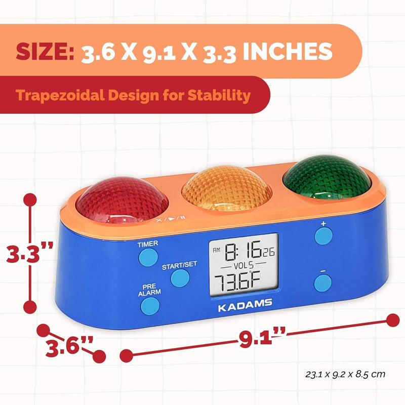 KADAMS Visual Timer for Kids with Pre-Alarm Stop Light Concept, Clock with Indoor Temperature, Kindergarten Classroom Teacher Must Have, Time Management Gifts for Kids, Toddlers, Kindergardeners,ADHD - BeesActive Australia