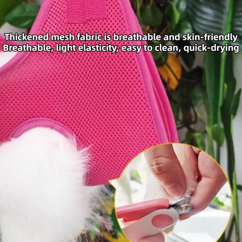 Rabbit Grooming Hammock with Safety Belt for Nail Clipping, Grooming, Bunny Bathing Bag for Nail Trimming, Cat Claw Care Bag, Small Animal Grooming Harness (Red,X-Small) Red X-Small - BeesActive Australia