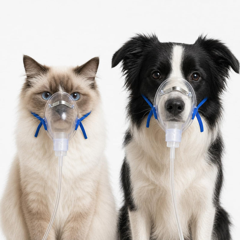 Pet Oxygen Mask for Cats and Dogs, Universal Fit, Compatible with Oxygen Concentrators, Pet Oxygen Mask - Ideal for Pet Hospitals & Home Pet Owners
