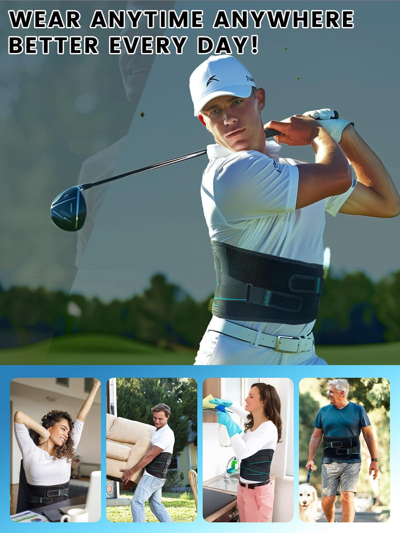 SYXUPAP Back Support Belt for Men Women, Back Brace for Lower Back Pain Relief from Sciatica, Hernated Disc, Scoliosis, Dual Adjustable and Breathable L(Your Waist 32″-37″) Your Weight:145-190lbs - BeesActive Australia