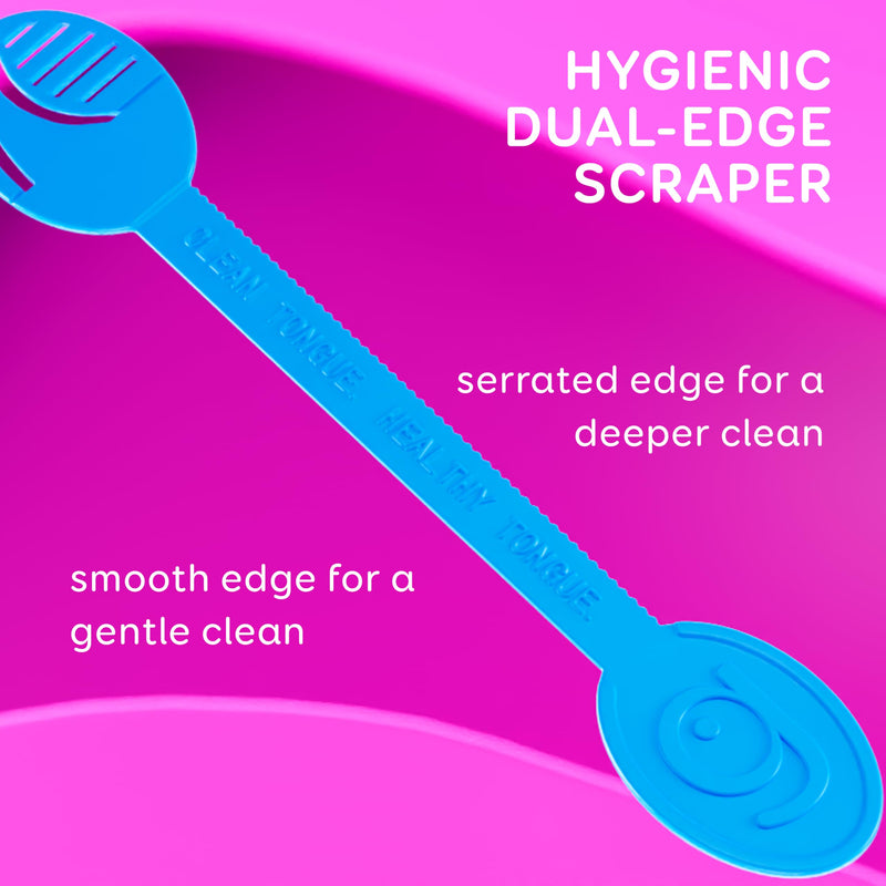 GRIN Tongue Cleaner Strap, 48 Count, Disposable Tongue Cleaner, Hygienic Dual Edge Scraper, Recycled Plastic, Clean Tongue, Healthy Tongue, Promote Fresh Breath, Includes Safe Fold- Back Tooth Pick 48 Count (Pack of 1) - BeesActive Australia