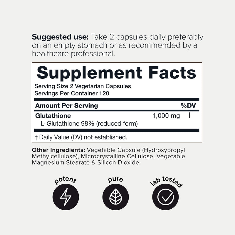 Toniiq NSF Certified Ultra High Strength Glutathione Capsules - 1000mg | Concentrated Formula—98%+ Purified and Bioavailable—Non-GMO Fermentation—240 Capsules Reduced Glutathione Supplement 240 Count (Pack of 1)