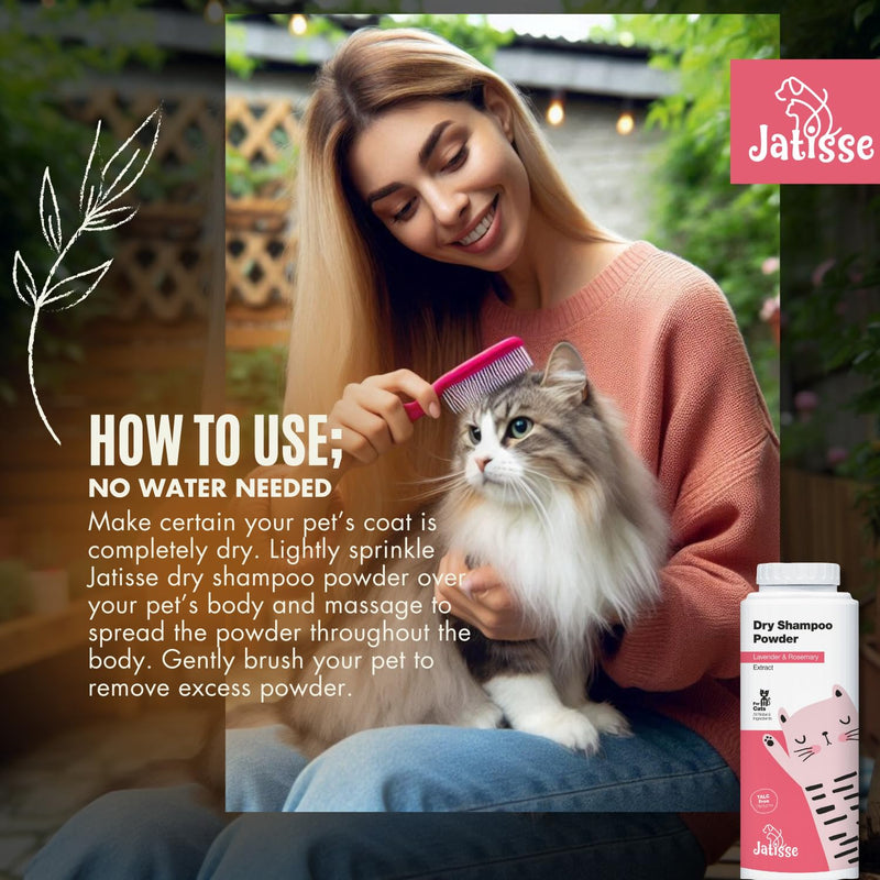 Cat Dry Shampoo Powder with Lavender and Rosemary for Cats 5.29 fl. oz| Grooming for Cat | Kitten Sensitive Skin | Cleansing and Moisturizing Perfume and Talc Free (1) 1 - BeesActive Australia