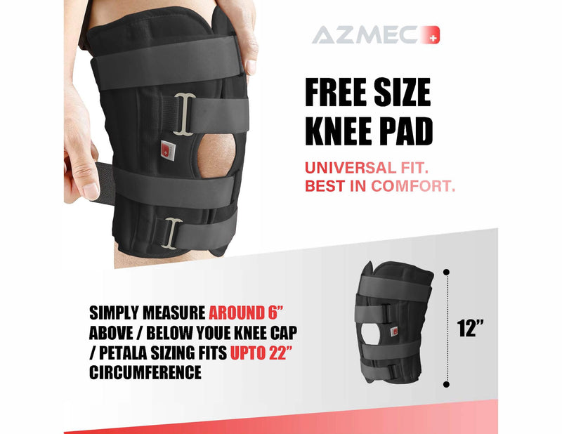 Azmec Straight Leg Brace Tri-Panel Orthopedic Knee Immobilizer 12" Long Adjustable Side Panels Knee Splint – Lightweight Universal Leg Brace for Teenager, Women and Men - Black