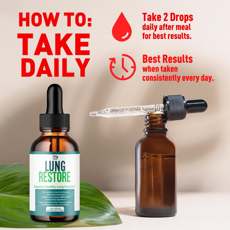 (2 Pack) Lung Restore Drops, Official Lung Restore Supplement (60 Servings)