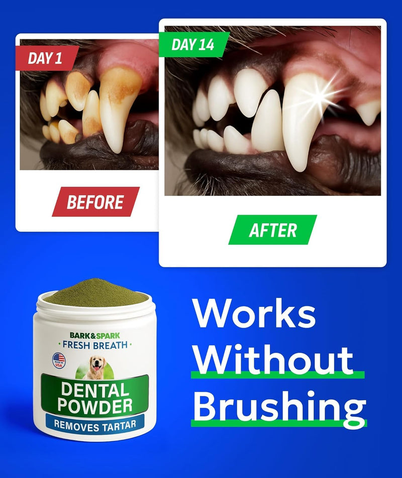 BARK&SPARK Dental Powder for Dogs - Natural Kelp Dental Powder - 30 Count Liver