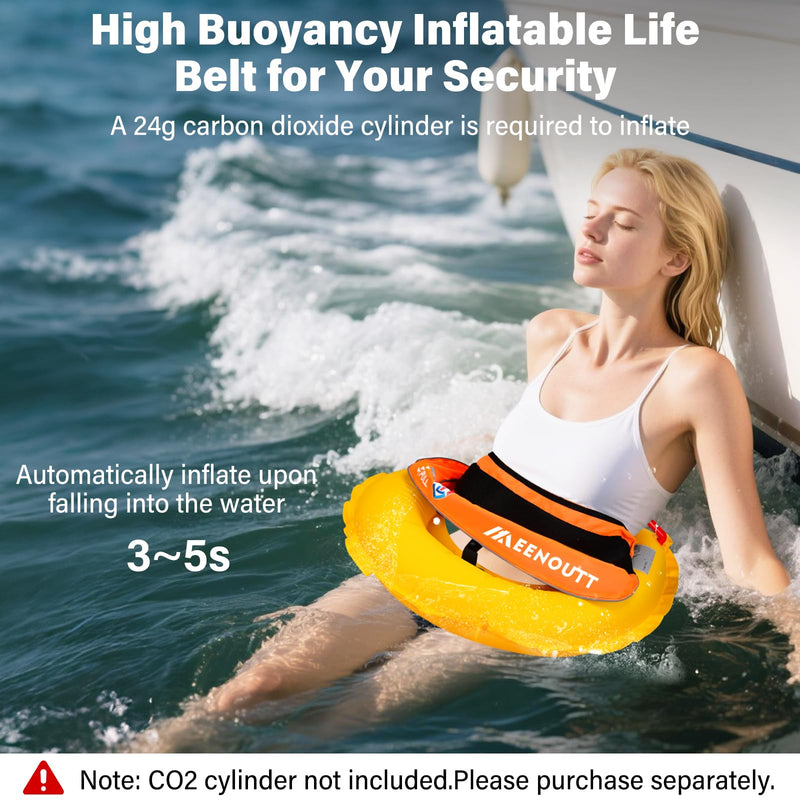 Automatic Inflatable Belt Pack Water Sports Jacket Waist Belt PFD for SUP Paddleboarding Fishing Boating Kayaking（fit 80-330 lbs） (Orange) Orange - BeesActive Australia