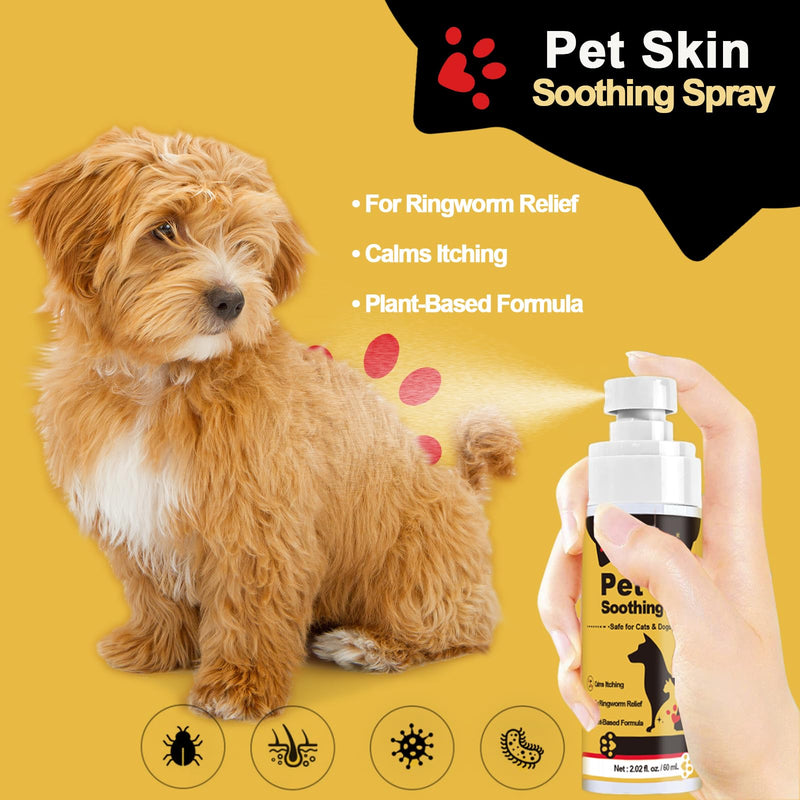 2Pcs Pet Skin Soothing Spray for Dogs and Cats– Gentle Formula for Dogs & Cats with Itchy or Dry Skin – Helps Ease Discomfort from Irritations & Environmental Factors – Safe, Plant-Based Option