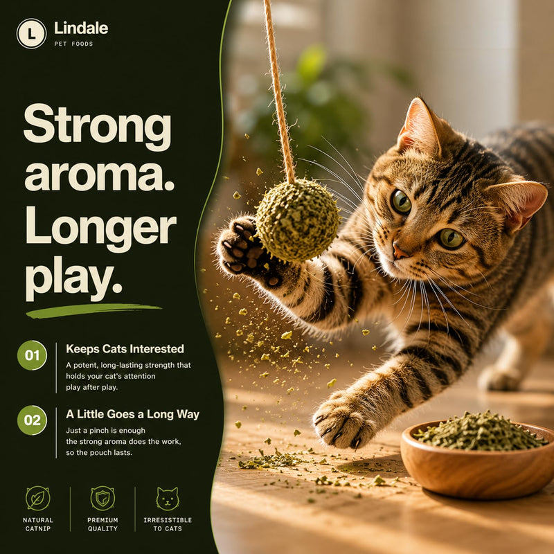 Extra Strong Catnip Herb 50g – Premium Natural Catnip for Cats – Long Lasting & Potent – by Lindale Pet Foods