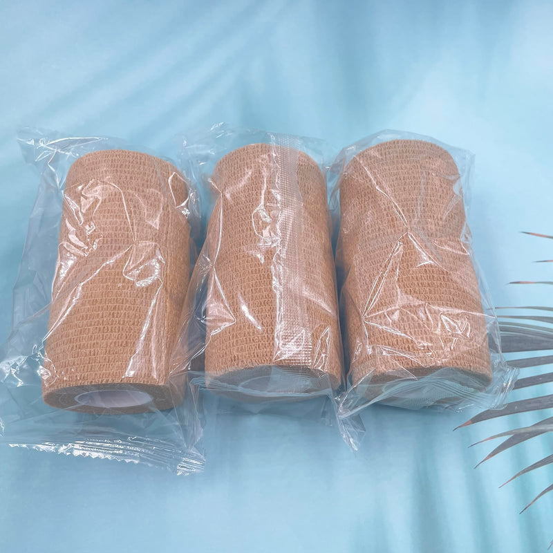HerMia Self Adhesive Bandage Wrap 3 Rolls 4 Inch Self Adherent Wrap Self Stick Bandages Wrap Stretch Bandage for Wrist Ankle Swelling Sprains 4 In - 3 Rolls - BeesActive Australia