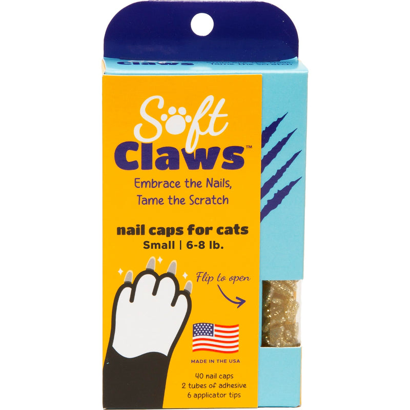 Soft Claws Safe Scratch-Free Solution for Cats - CLS (Cleat Lock System), Size: Small, Color: Gold Sparkle - BeesActive Australia