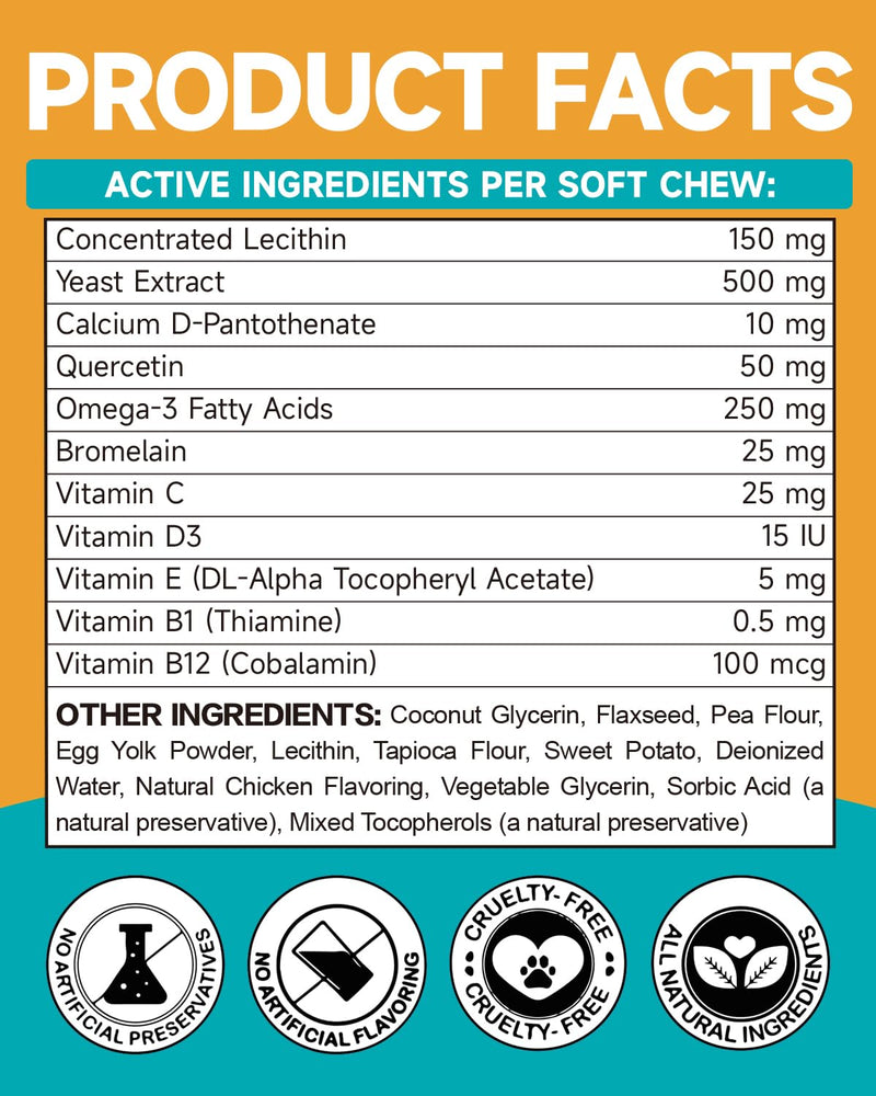 Allergy for dogs - Against itching - Soothes itchy skin, paws, ears - Strengthens the immune system - For dogs that scratch, itch & lick - With chicken flavor, 120 PCS - BeesActive Australia