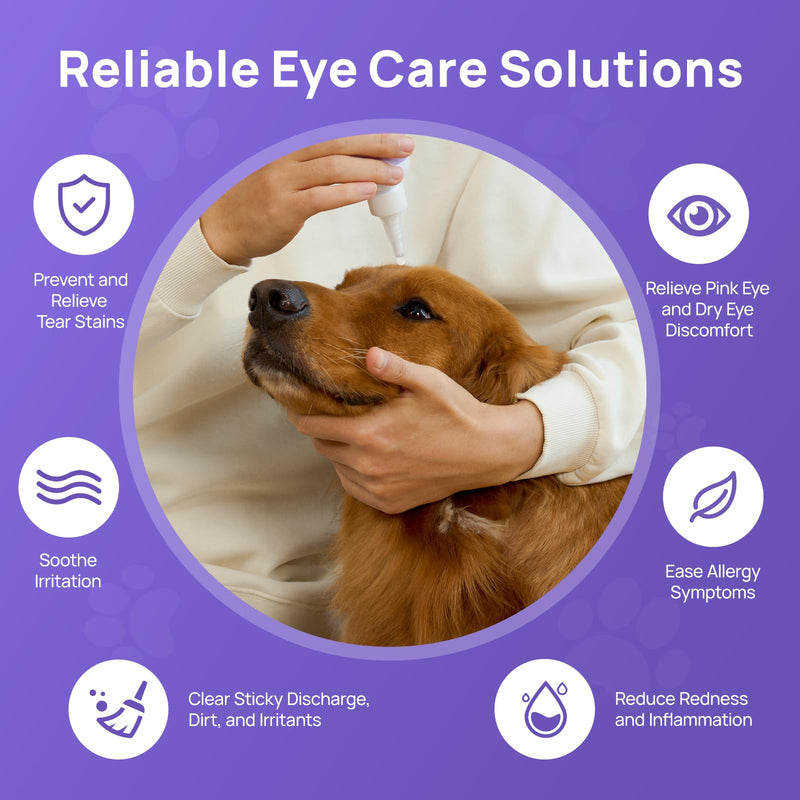 HICC PET Dog Eye Rinse for Dogs and Cats, Gentle Dog Eye Wash, Cleans Tear Stains & Debris, Supports Routine Eye Care for Pets, 150ml